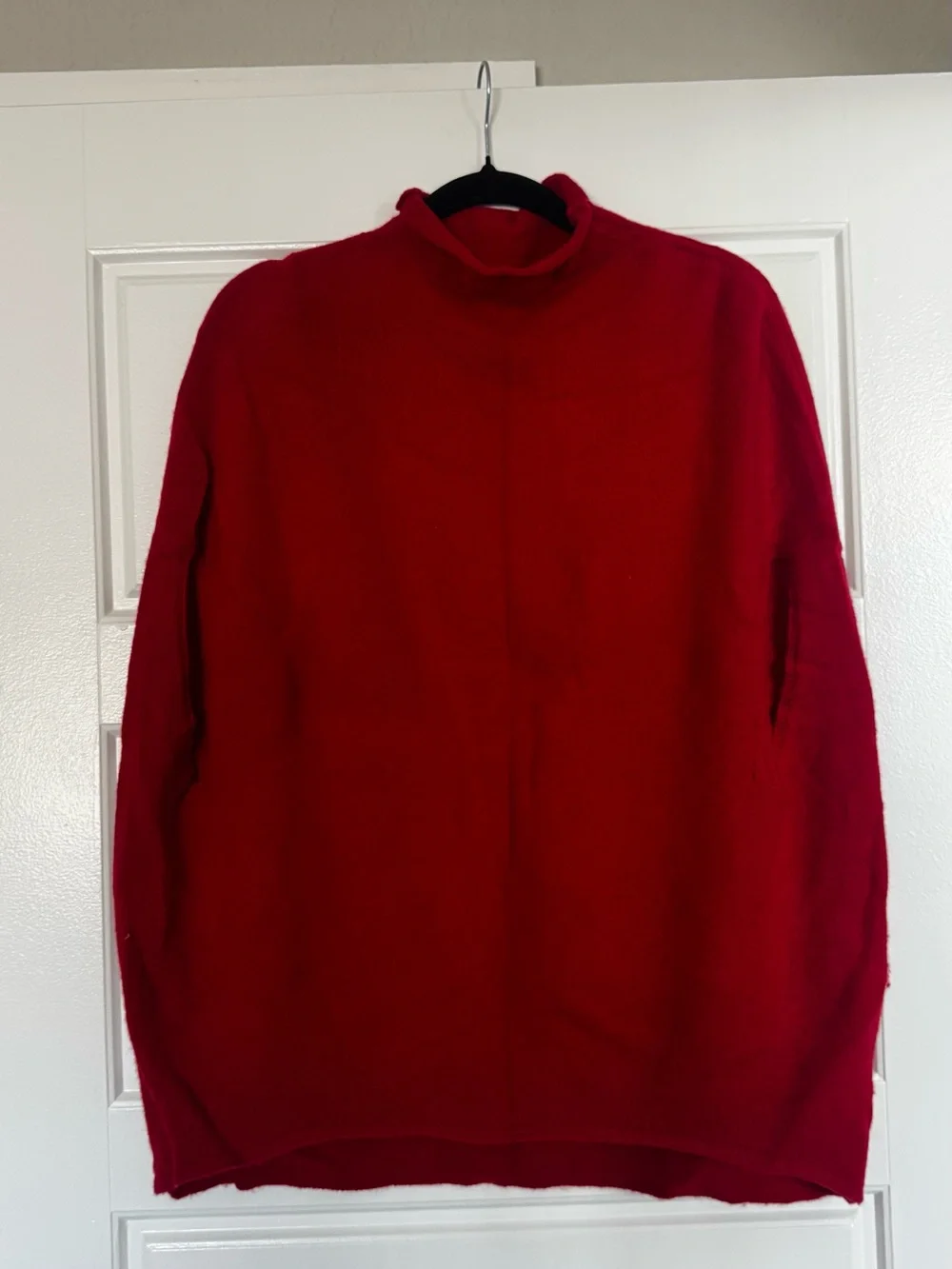 Women's Red Cape Sweater with Turtleneck